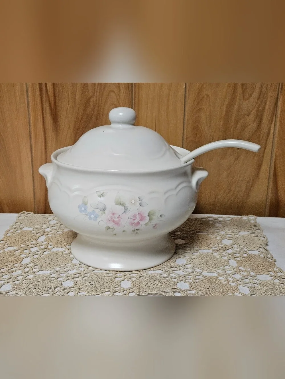 Large PFALTZGRAFF Tea Rose Double Handled Soup TUREEN BOWL w/Lid & Ladle 3.5QT